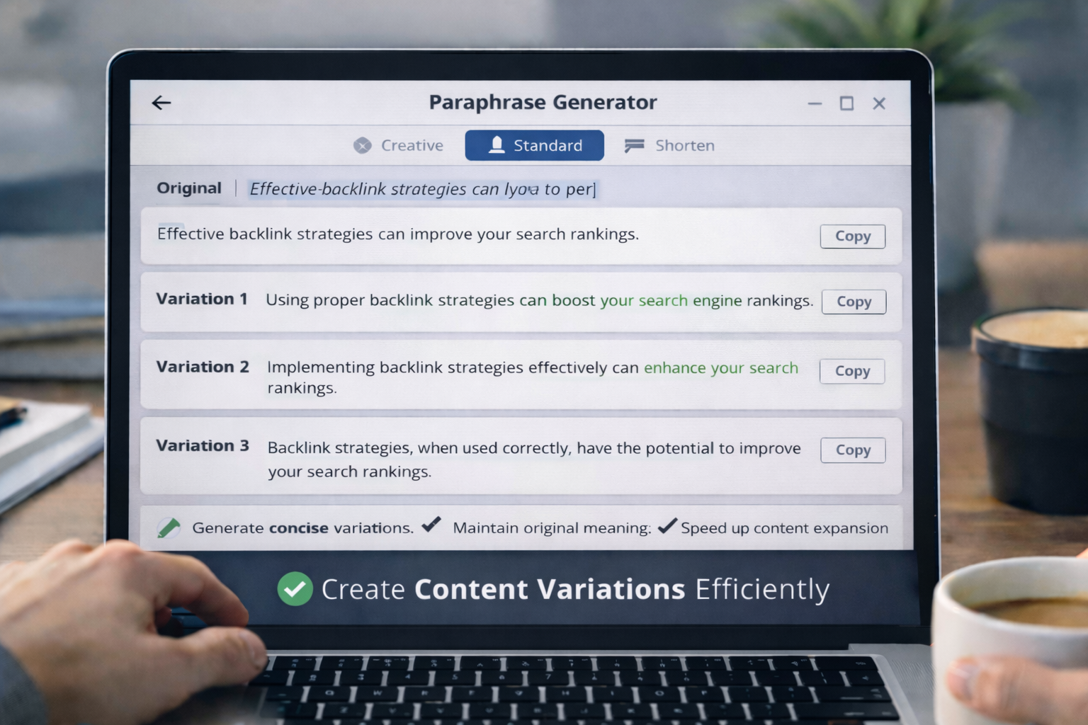Paraphrase Generator — Create Content Variations Efficiently