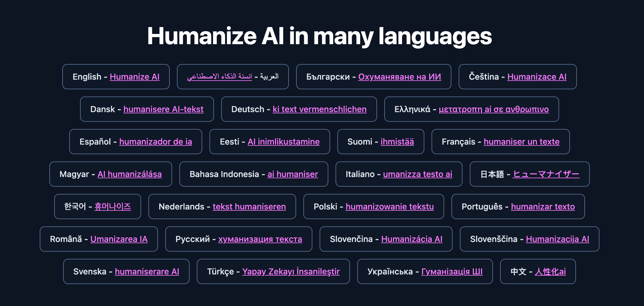 Humanize AI in many languages