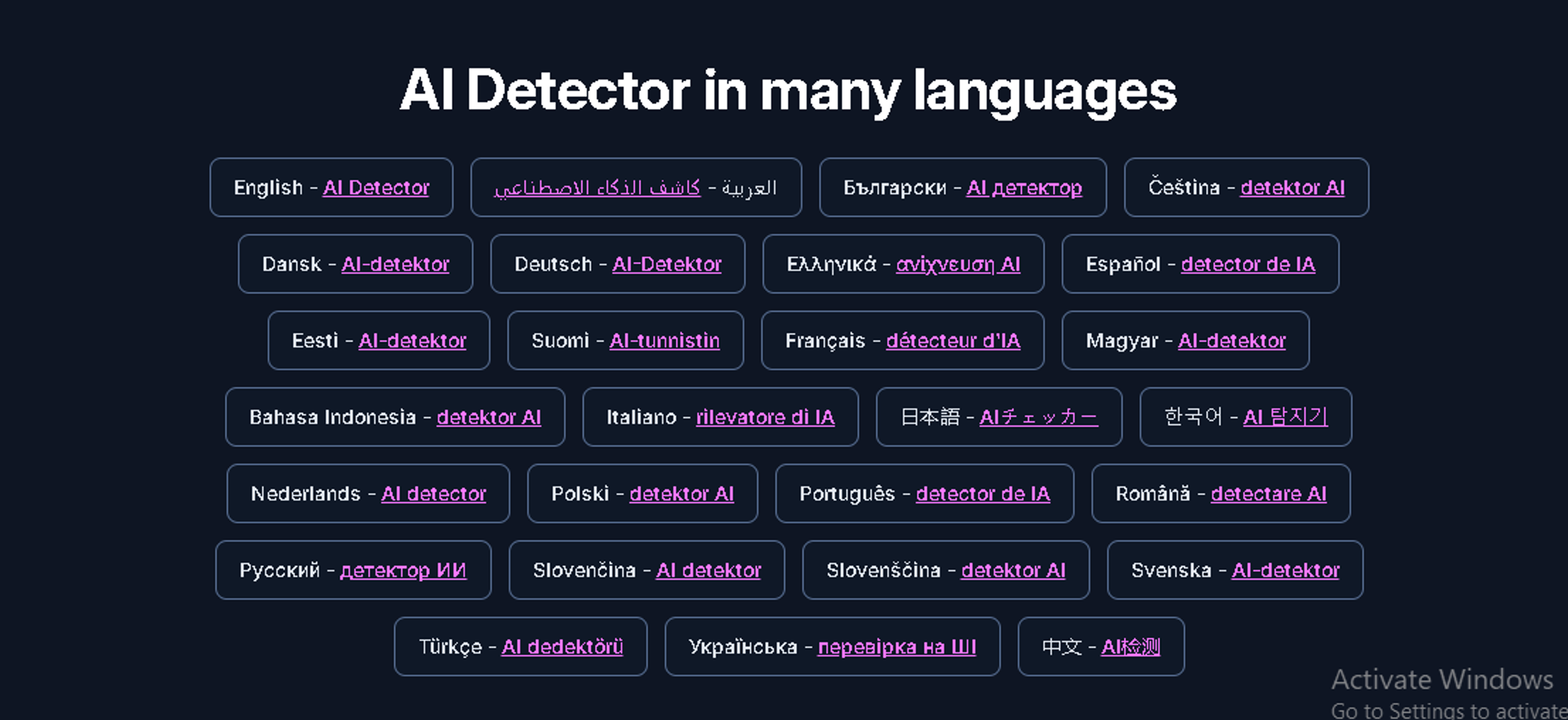 Multi-Language AI Detection