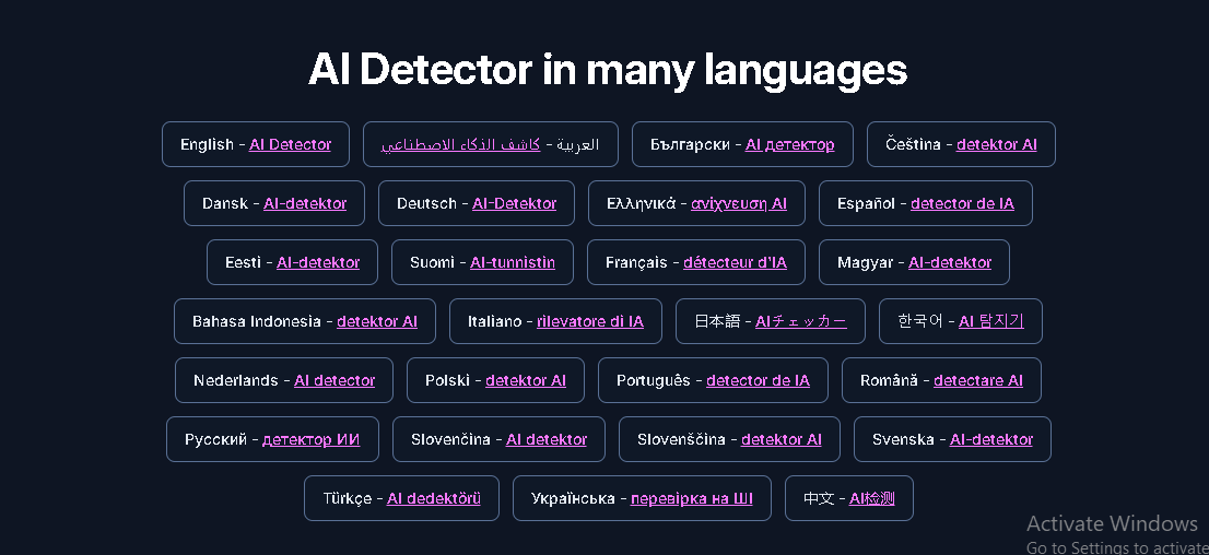 Multi-Language AI Detection