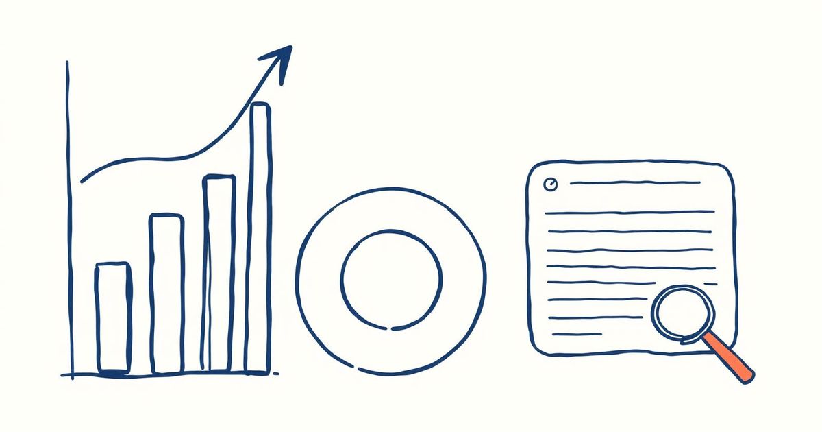 Illustrated charts made of houses alongside a blank AI answer card