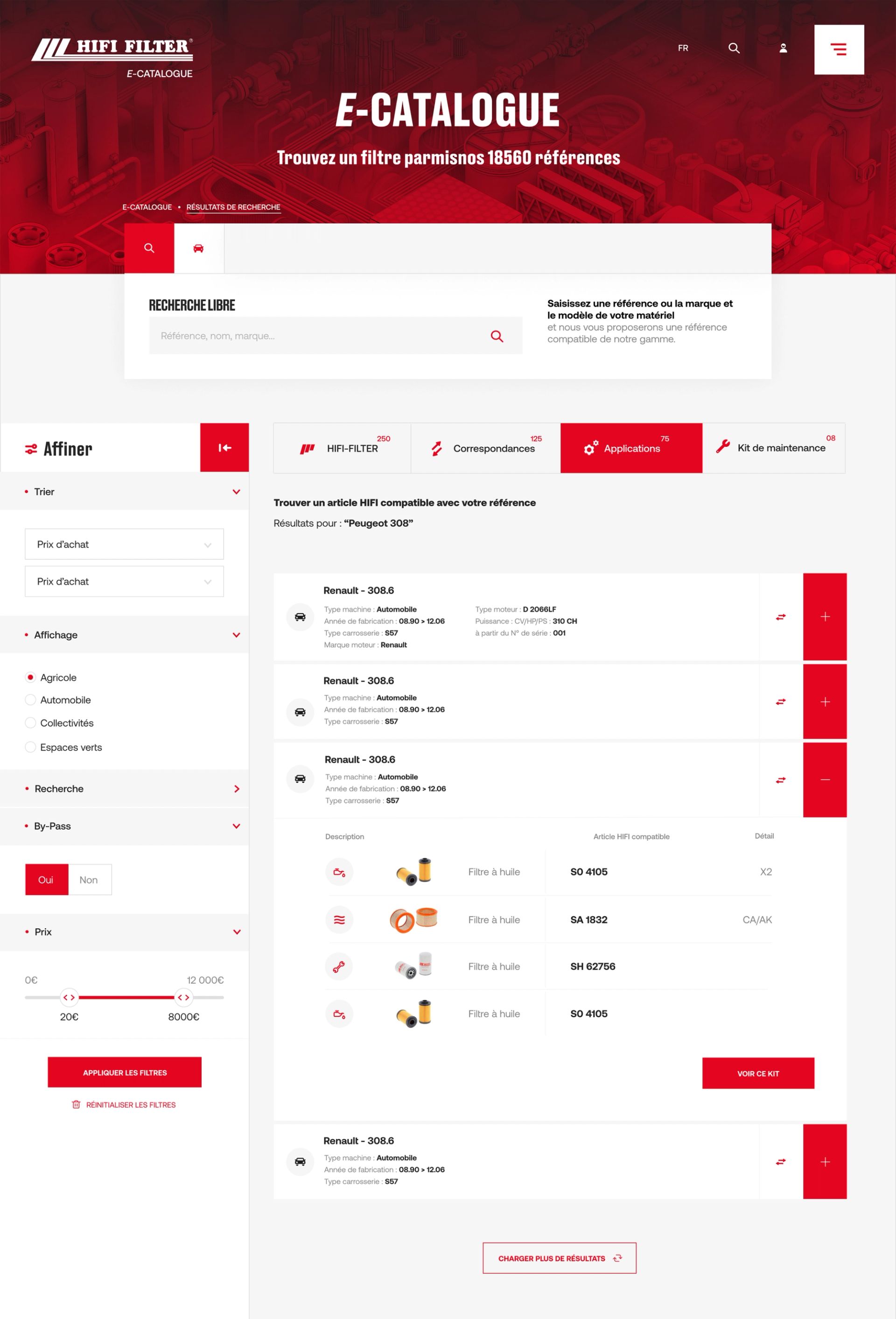 Hifi filter site internet sur mesure desktop e-catalogue