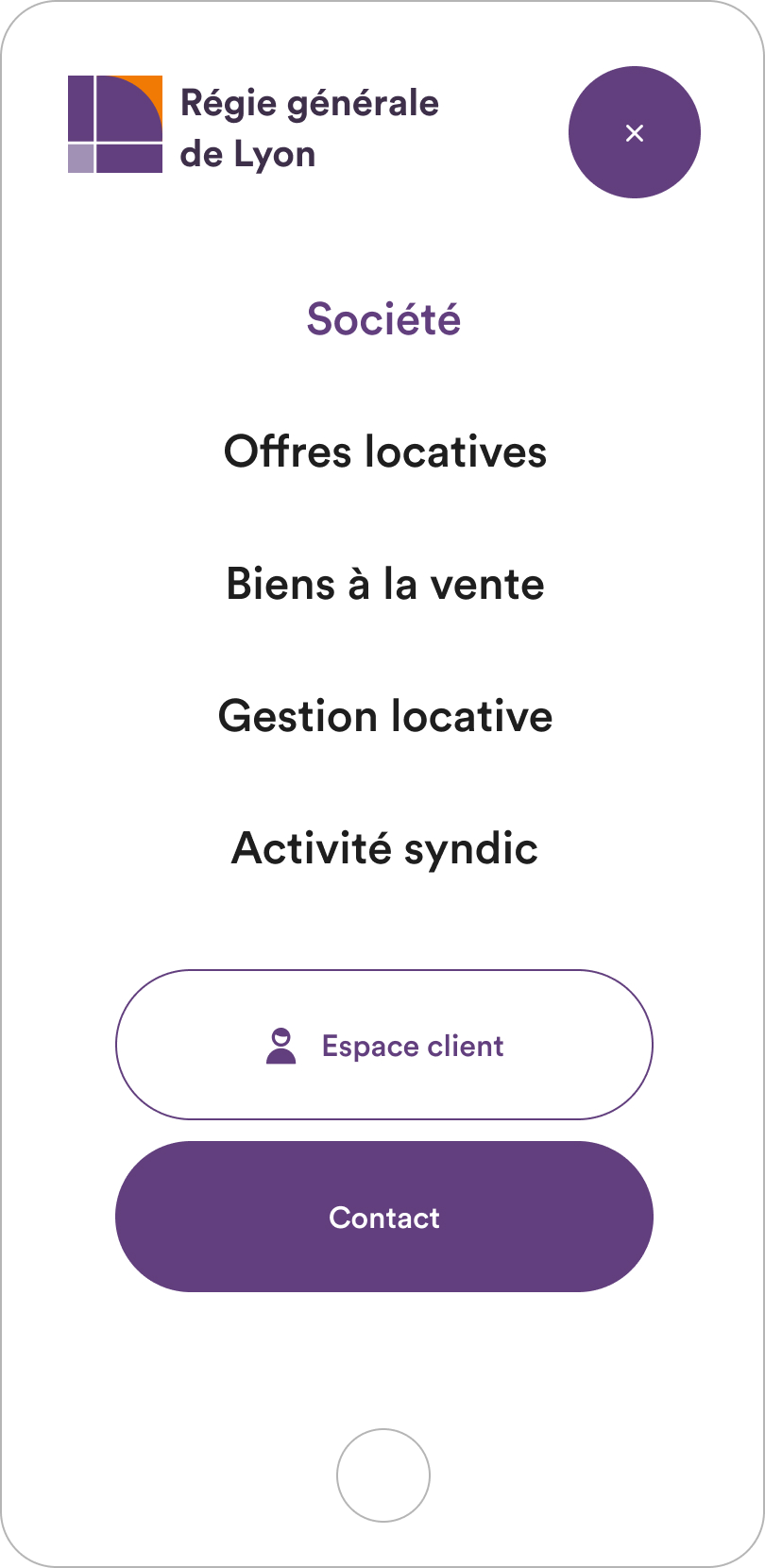 General management of Lyon mobile menu burger