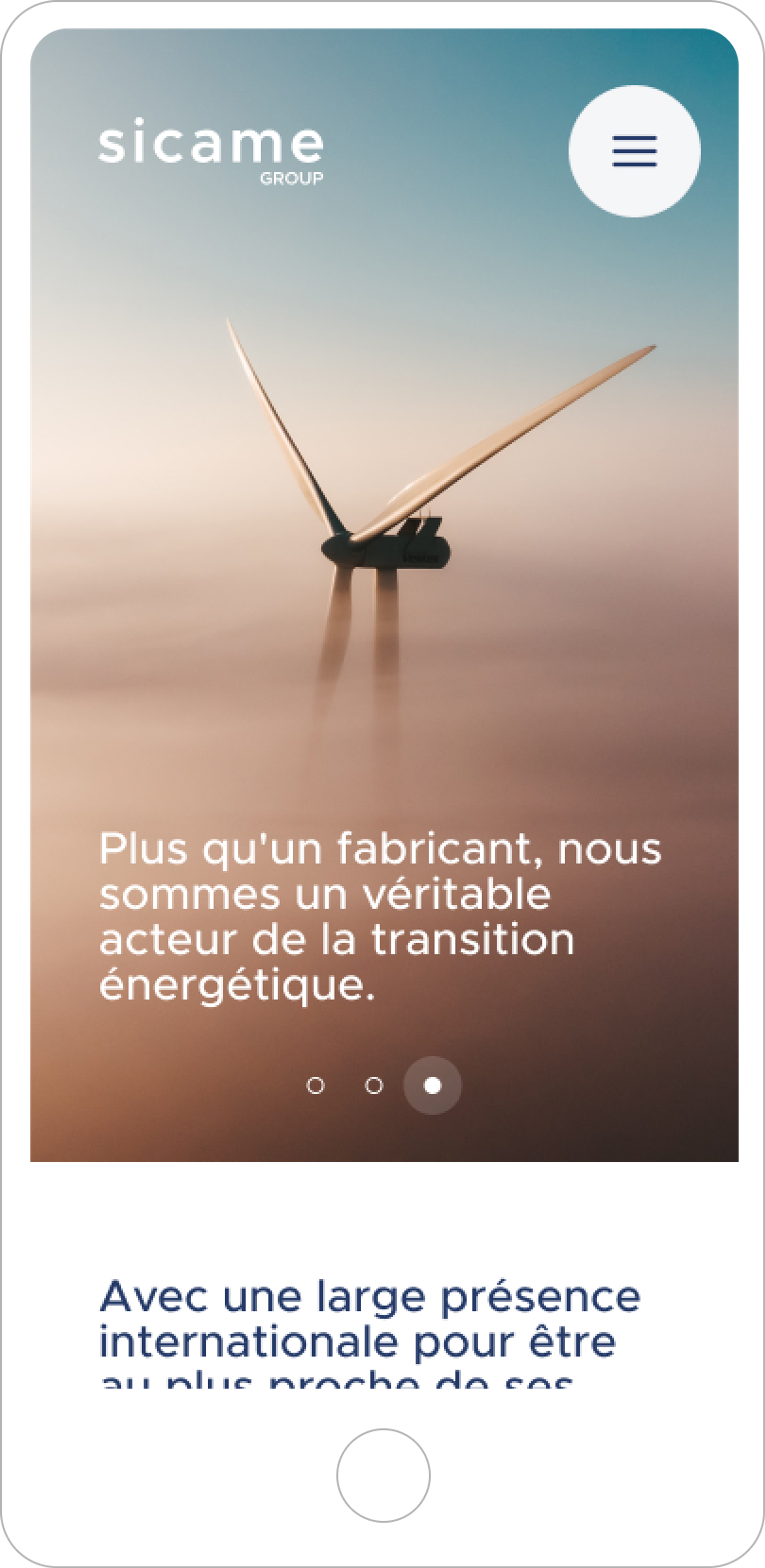 Sicame Groupe refonte site vitrine corporate par Akaru mobile