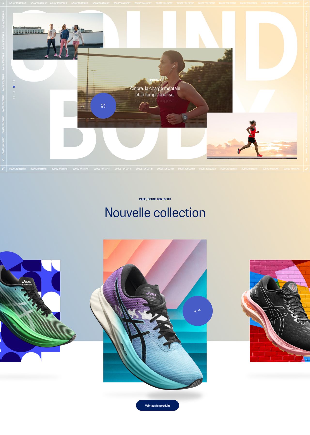 Asics homepage carrousel