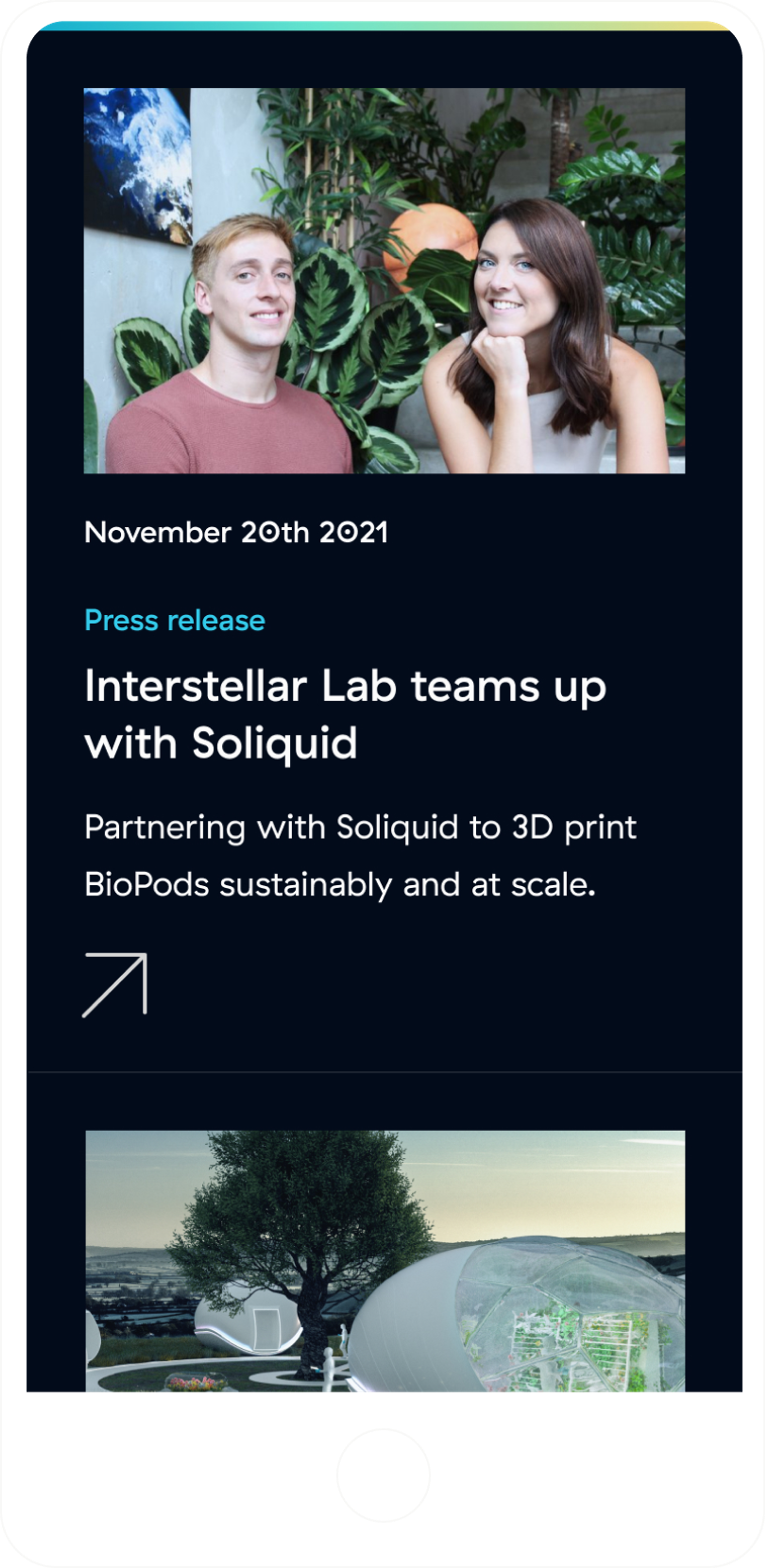 Interstellarlab showcase website mobile version news articles section