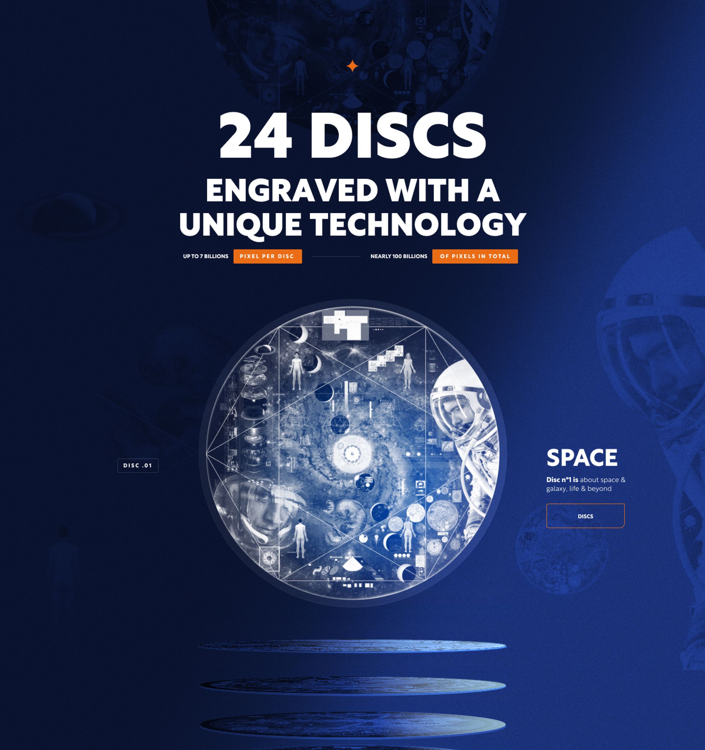 Sanctuary homepage section of the 24 discs in WebGL