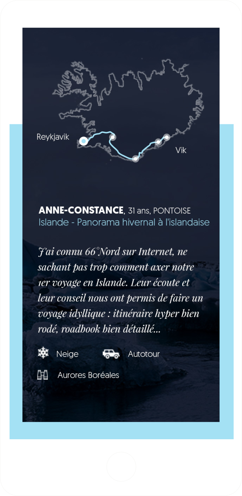 66° Nord mobile header trajet