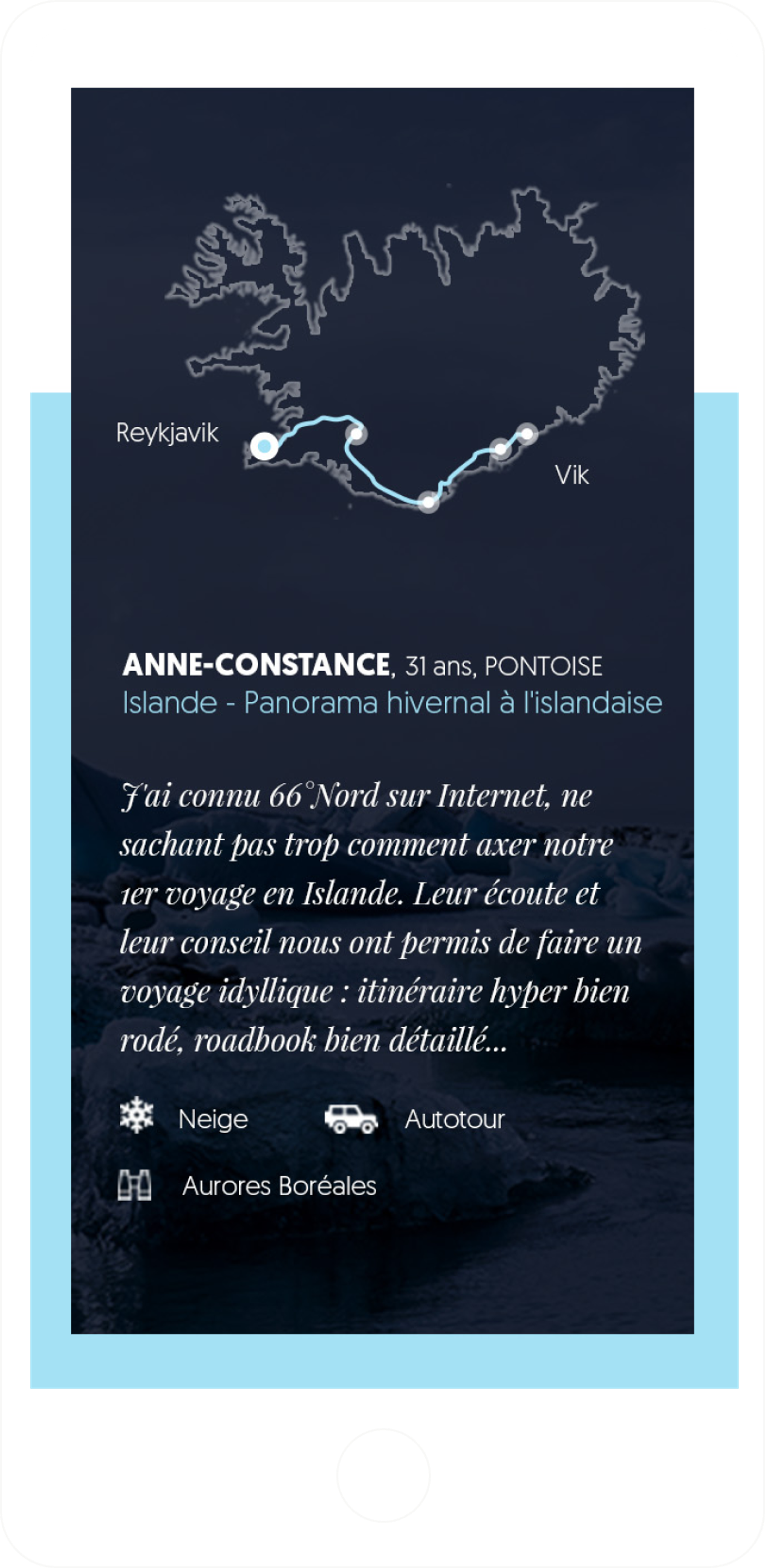 66° Nord mobile header trajet