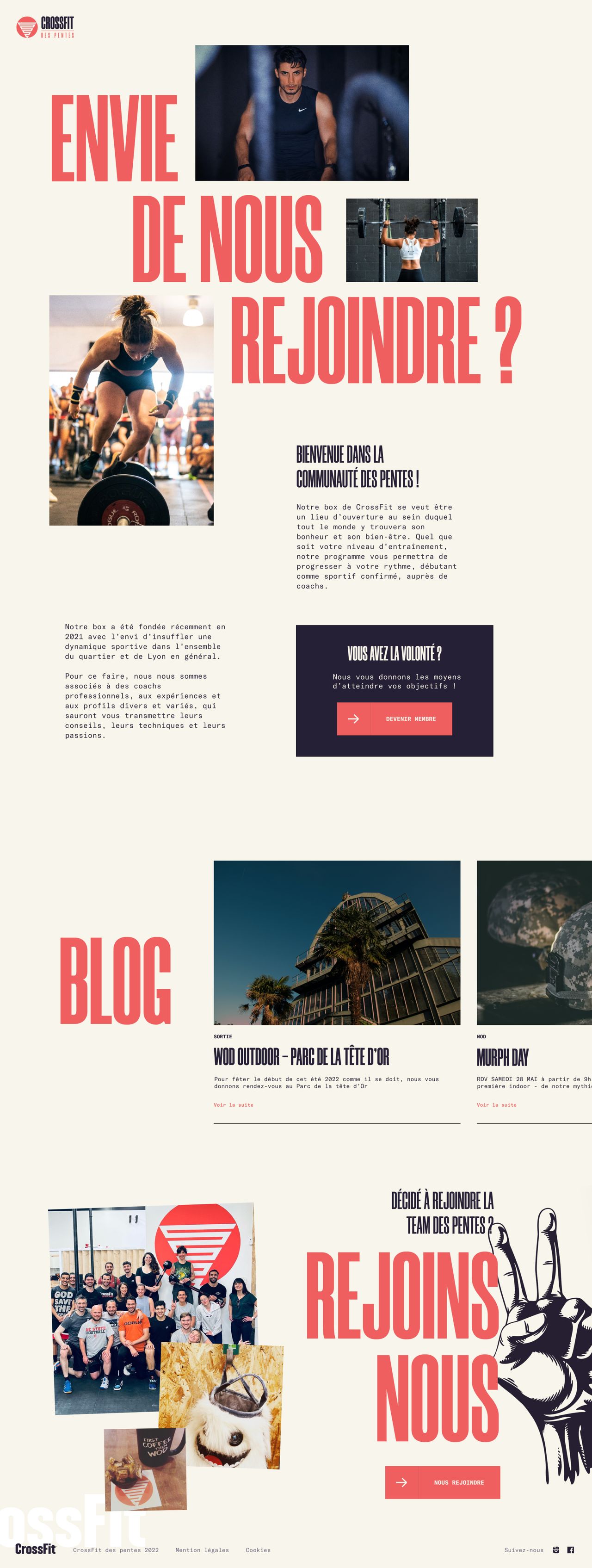 homepage - site vitrine lyon - Crossfit des pentes