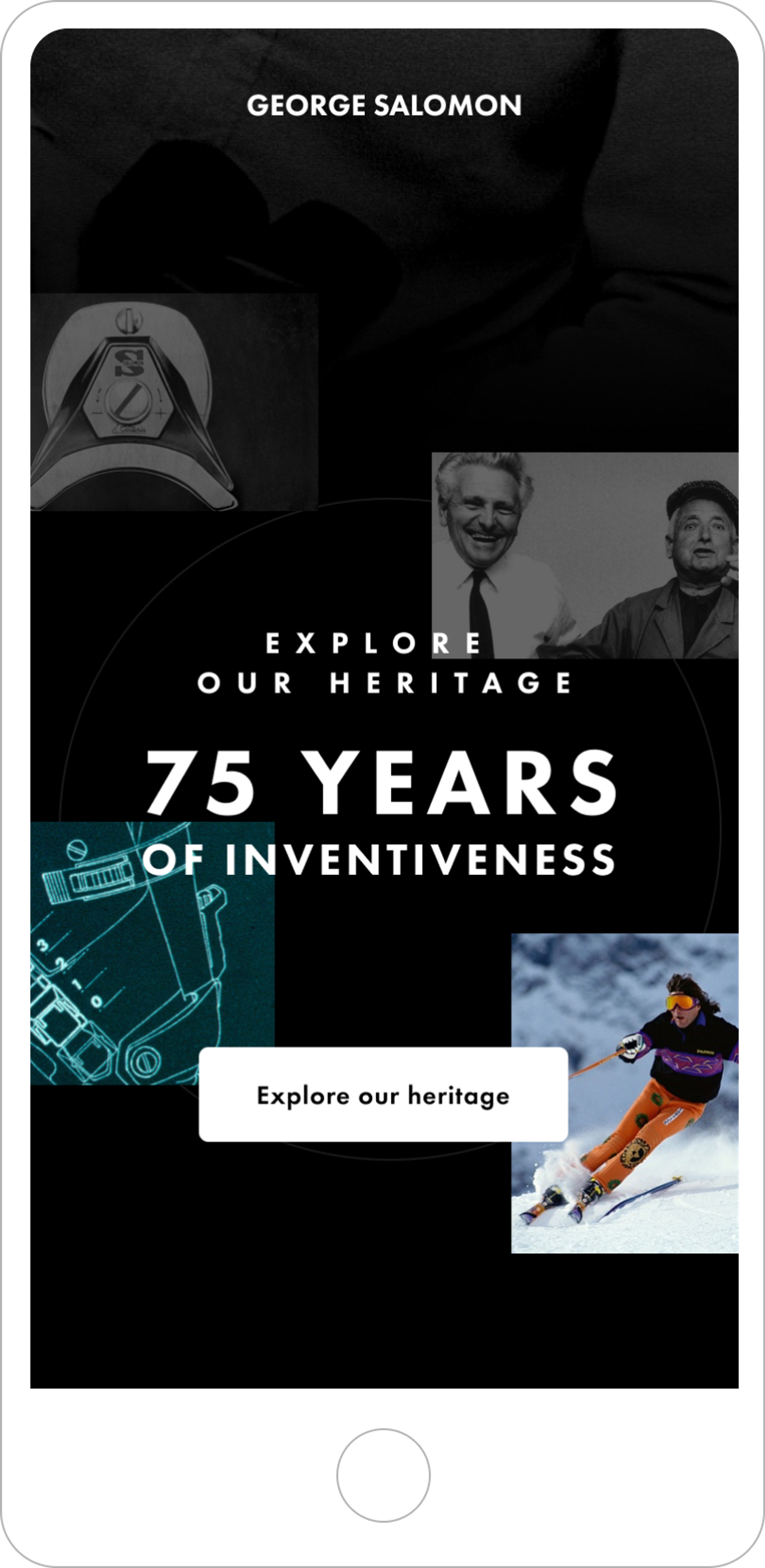 Salomon landing page section mobile years