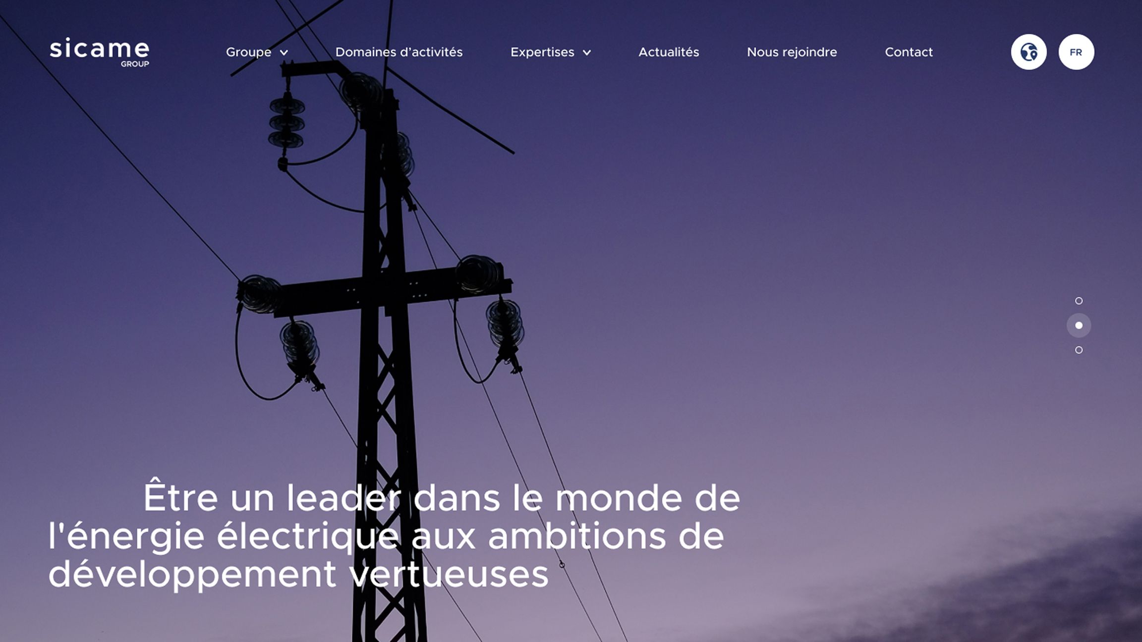 Sicame Groupe - site vitrine header 