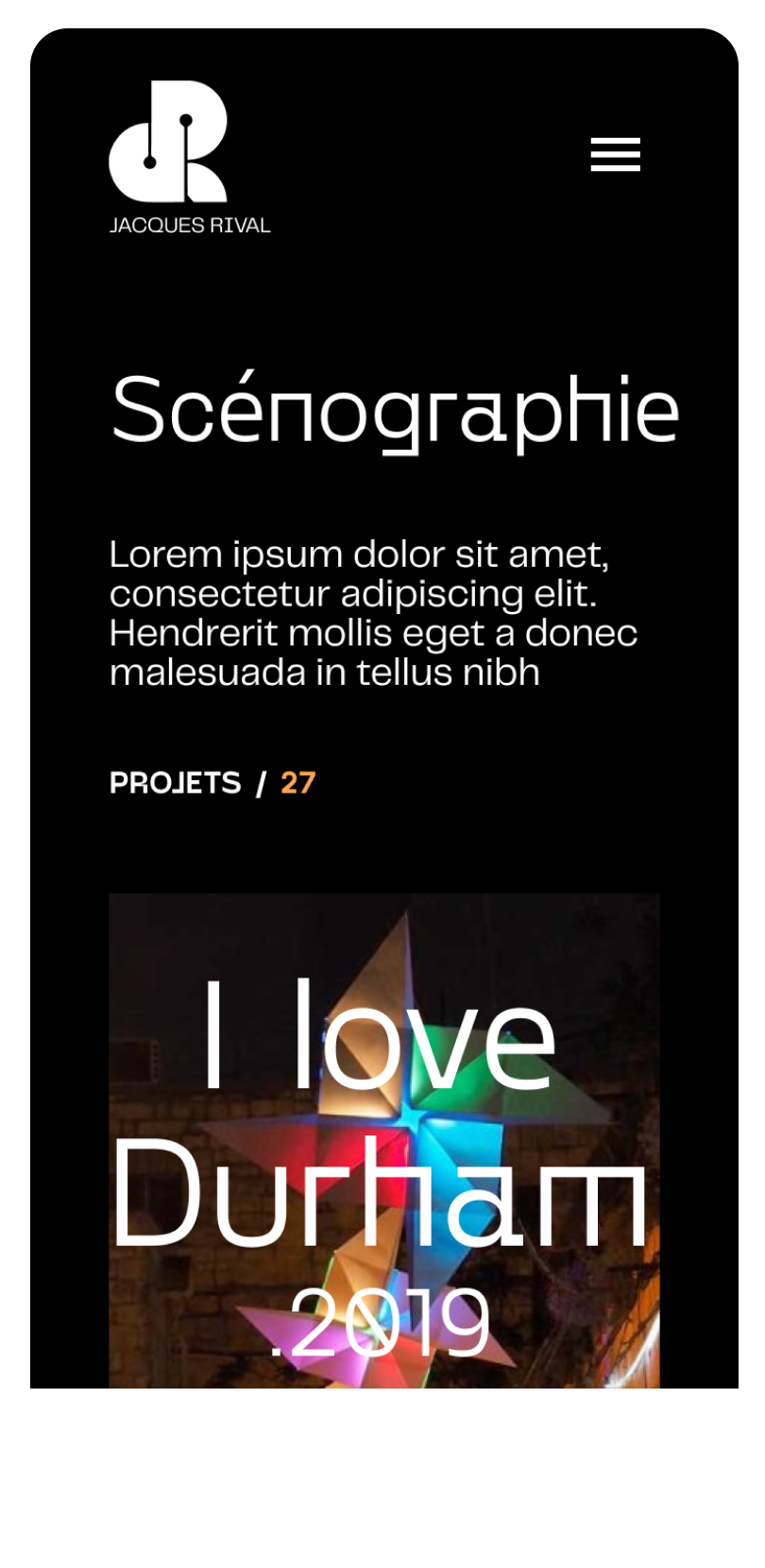 Jacques Rival - full screen image for mobile showcase site 2 scenography