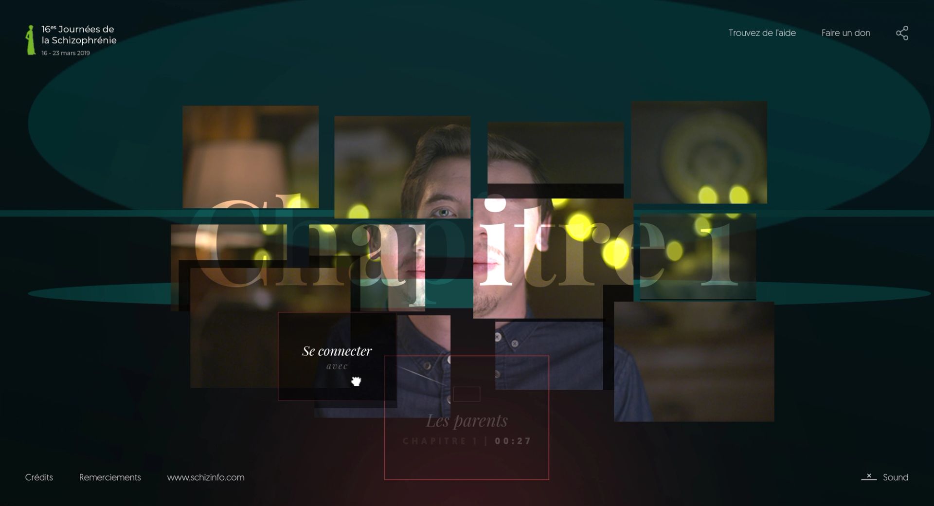 Schizophrène - Site expérience - Agence web Akaru - desktop - début XP - chapitres animation WebGL