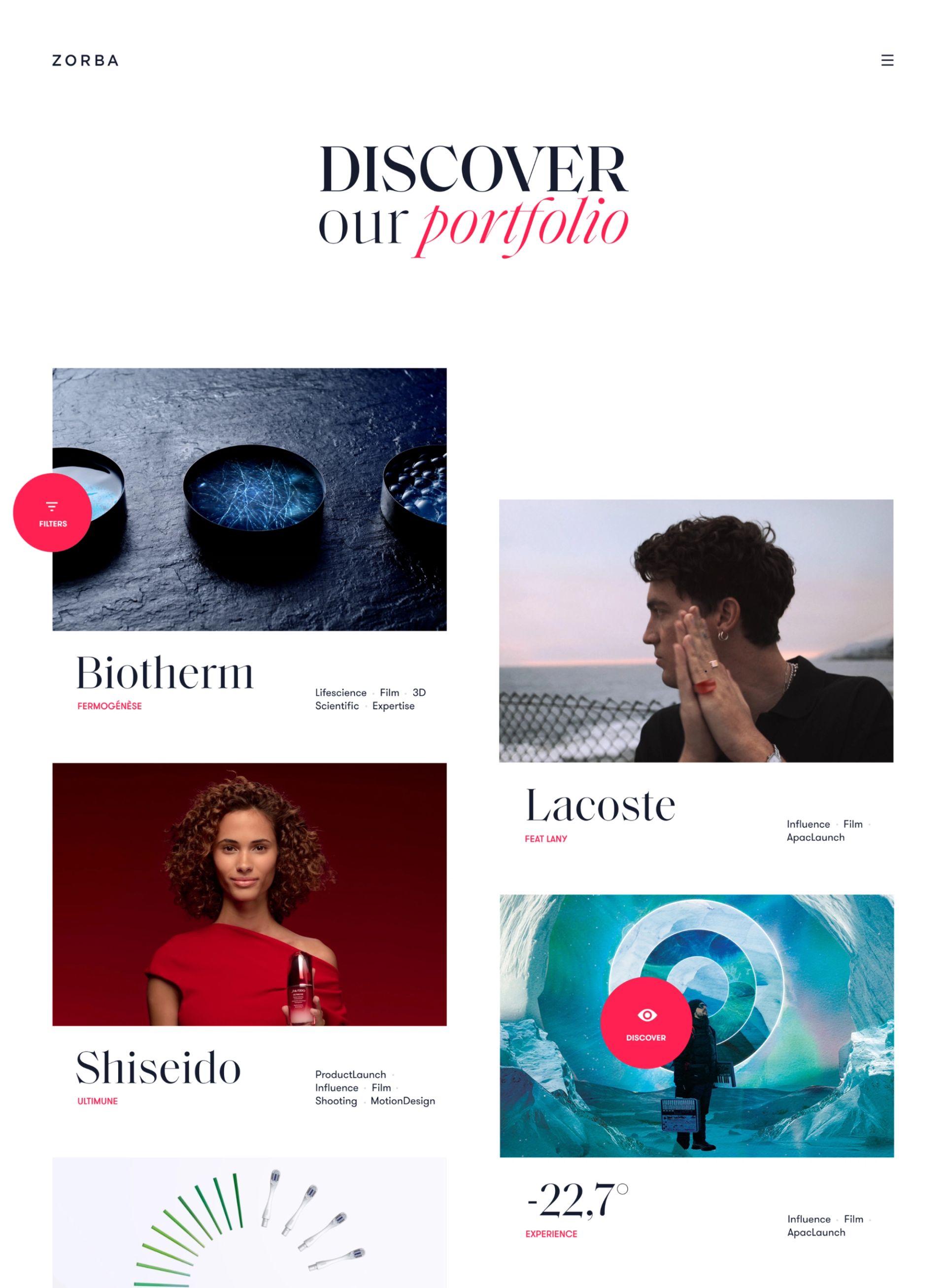 Zorba version desktop site internet portfolio