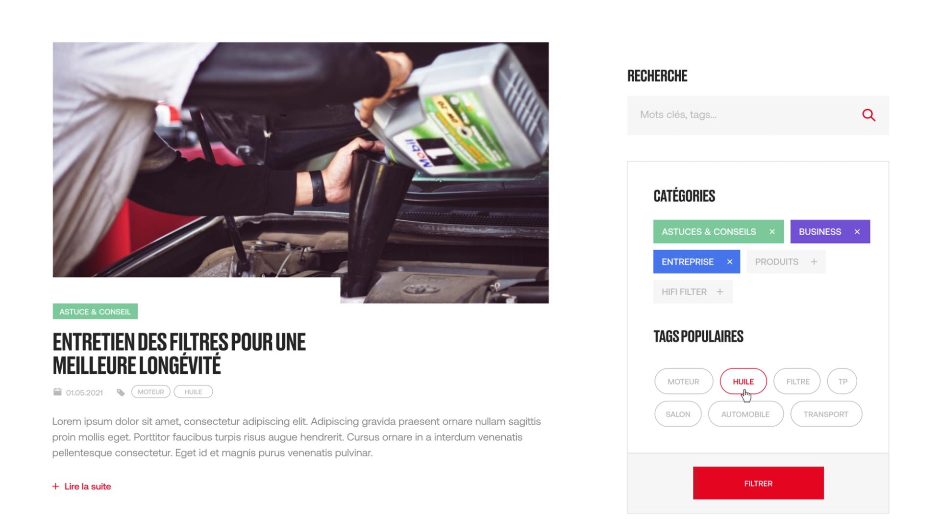 Hifi filter site internet sur mesure desktop activités