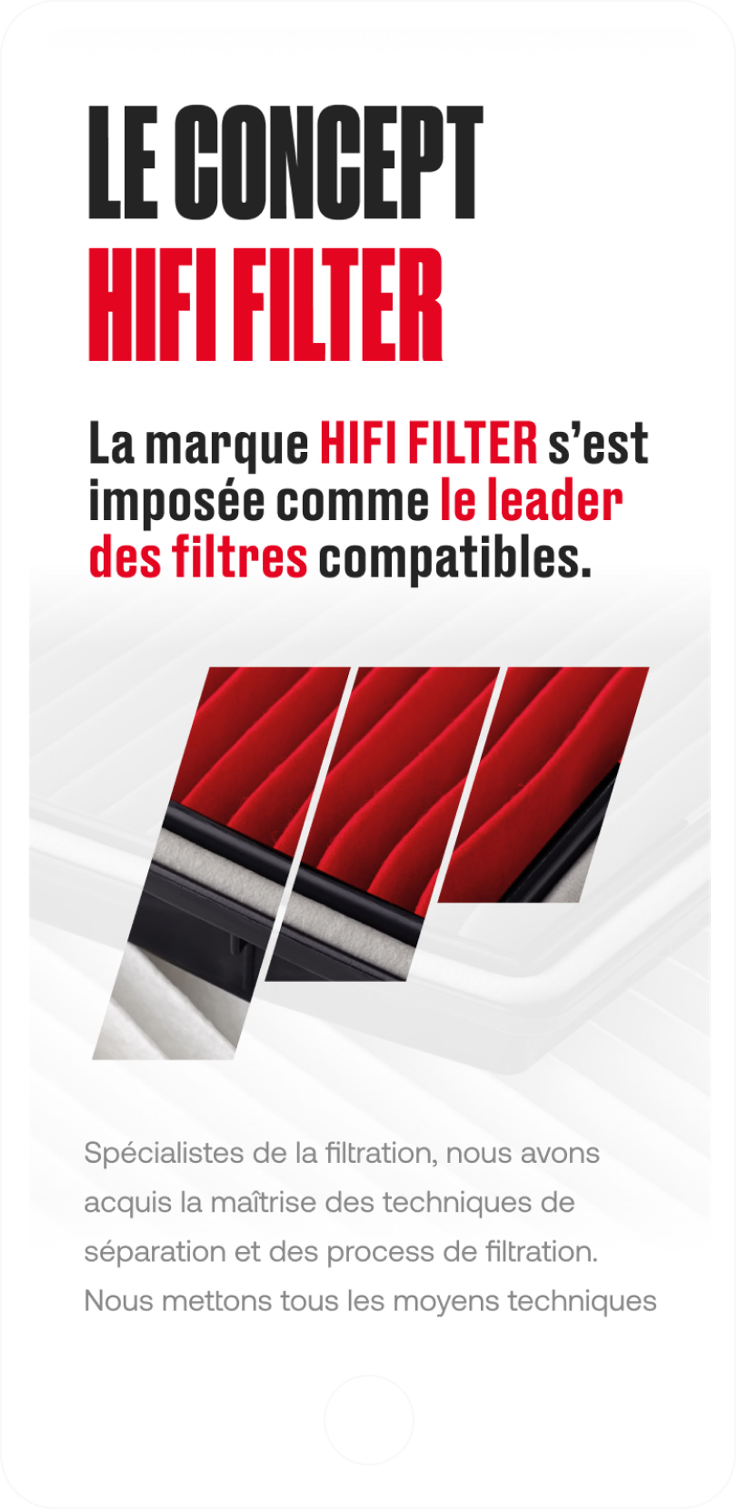 Hifi filter site internet sur mesure mobile concept
