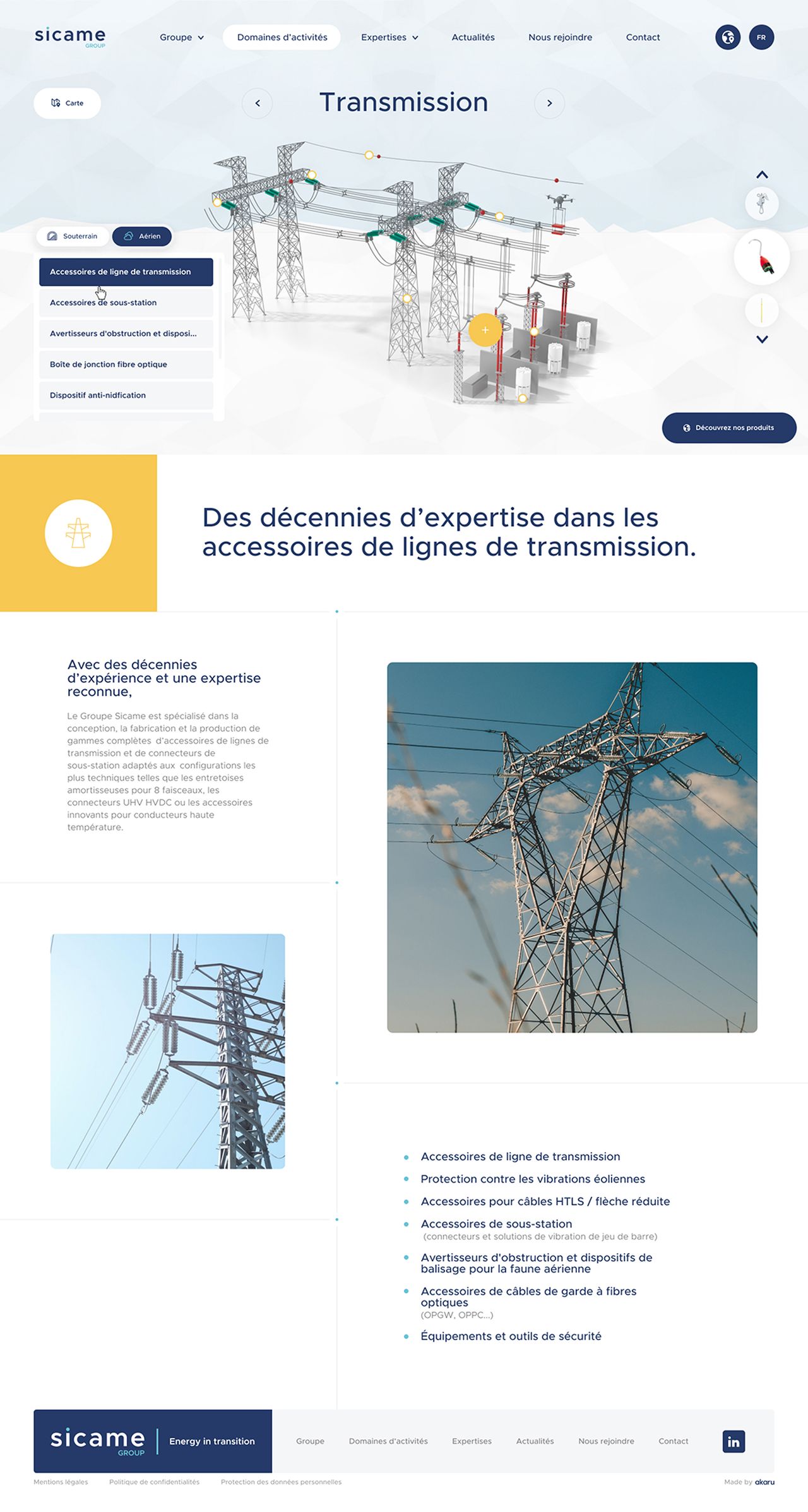 Sicame Groupe refonte site vitrine corporate par Akaru