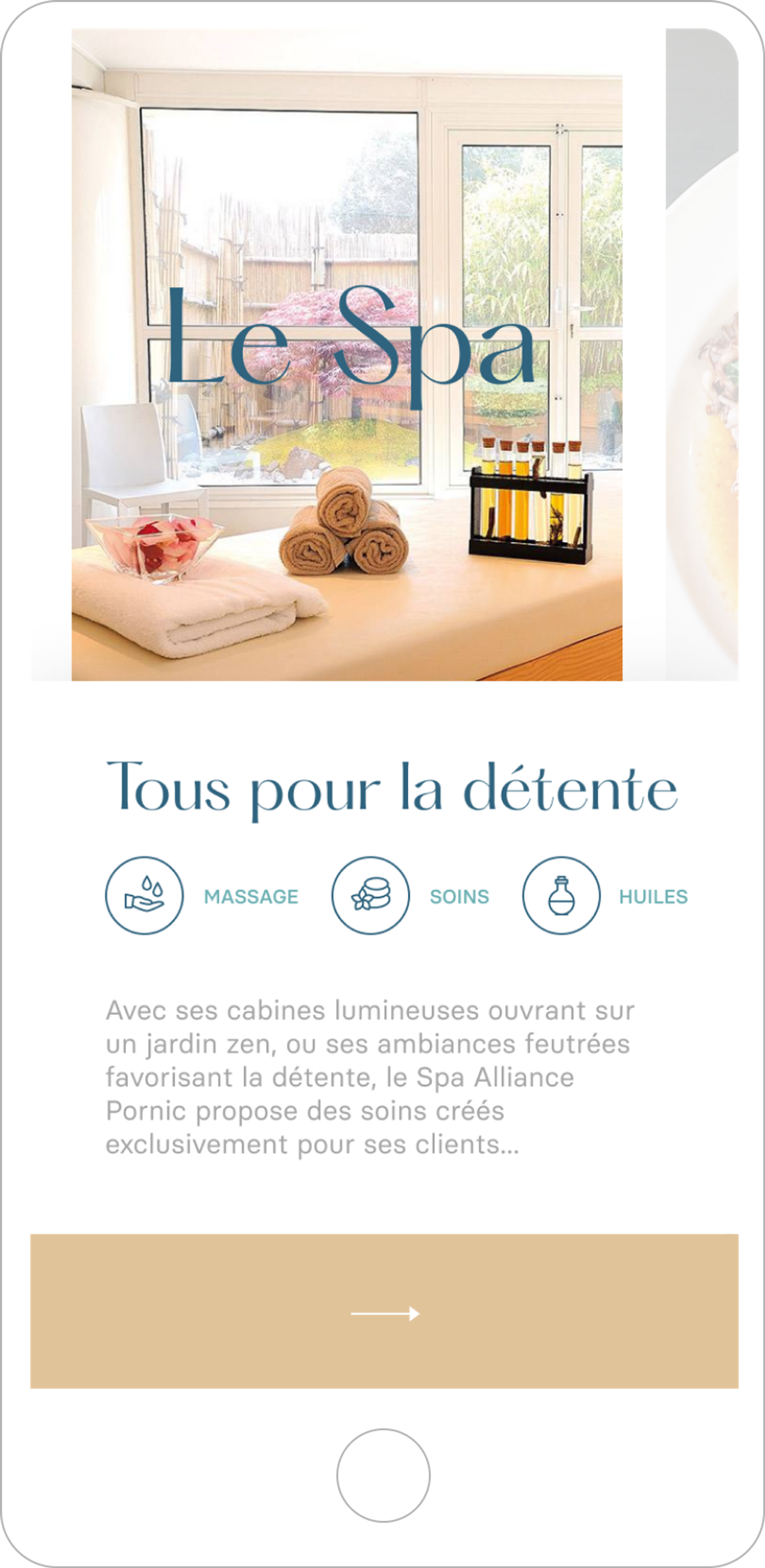 Alliance Pornic image fullscreen e-commerce mobile site for the spa