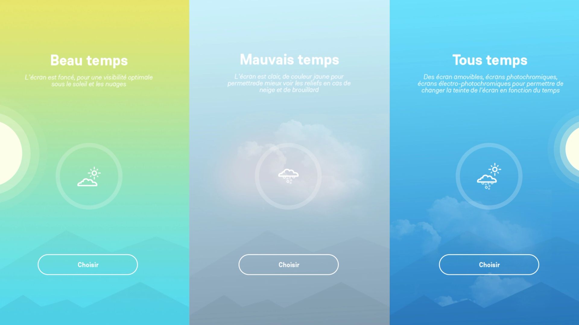 Wedze goggles website experience, weather choice, desktop