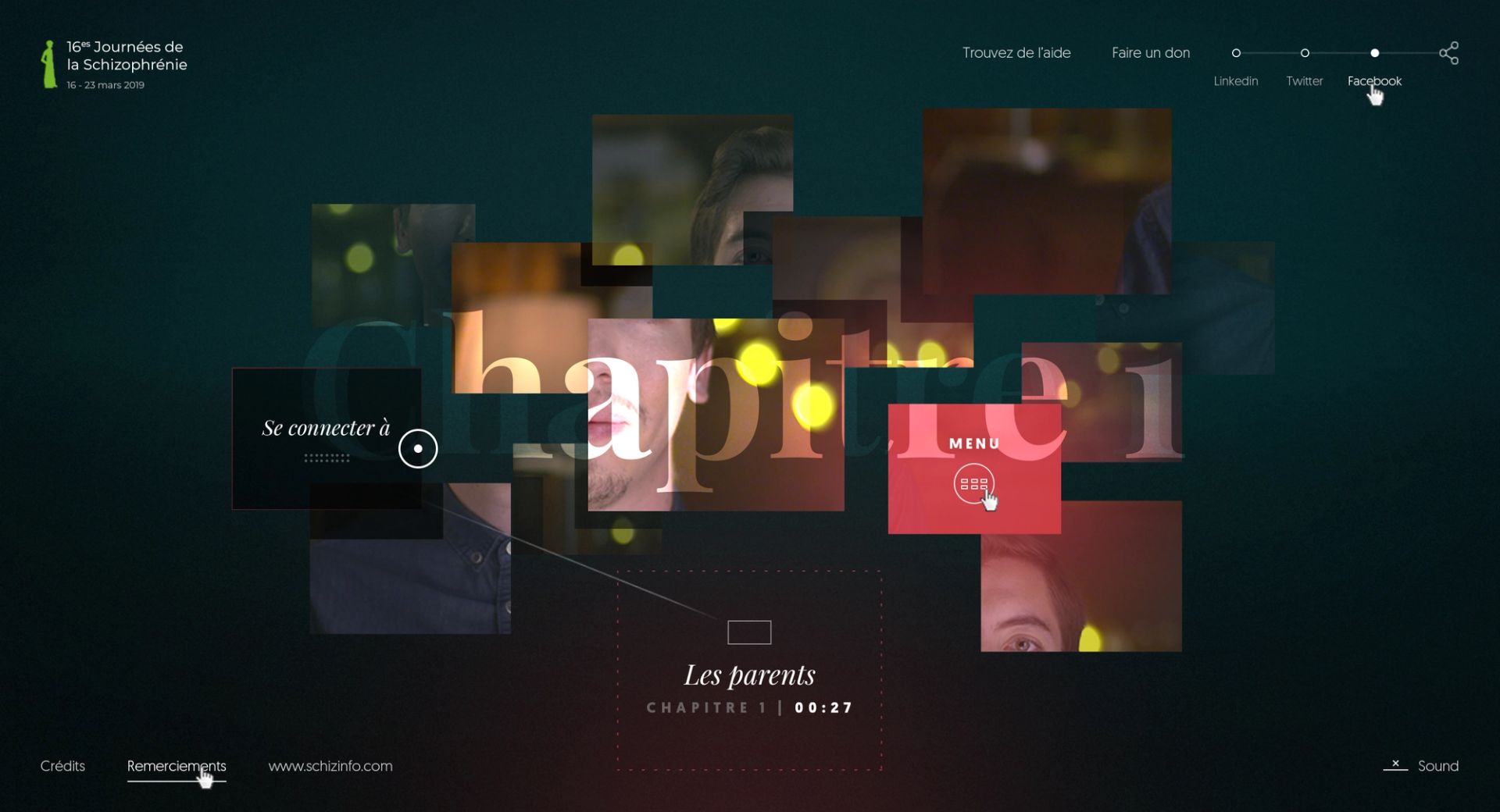 Schizophrène - Site expérience - Agence web Akaru - desktop - début XP - chapitres