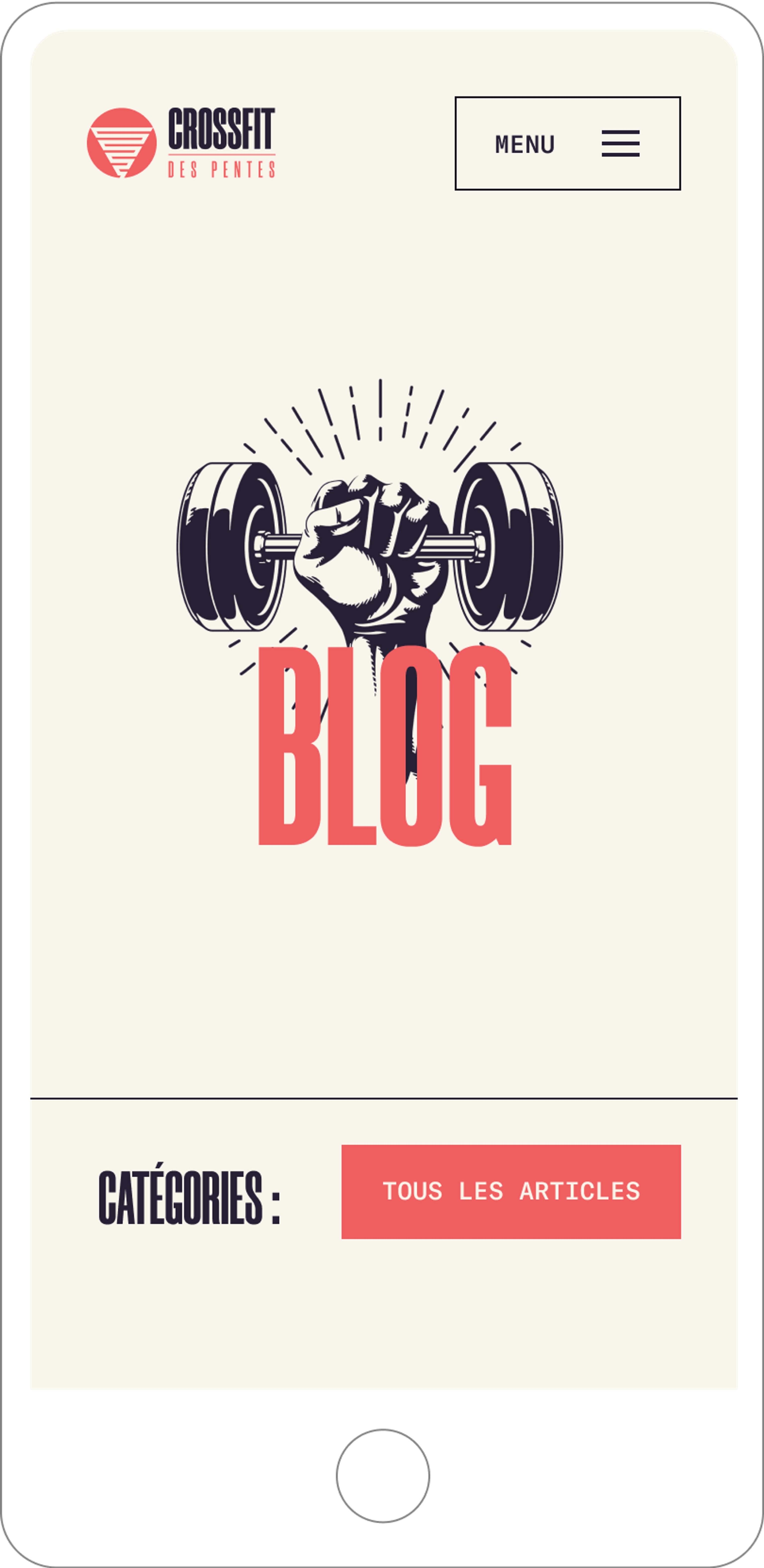 Mobile - blog section - showcase site Lyon - Crossfit of the slopes