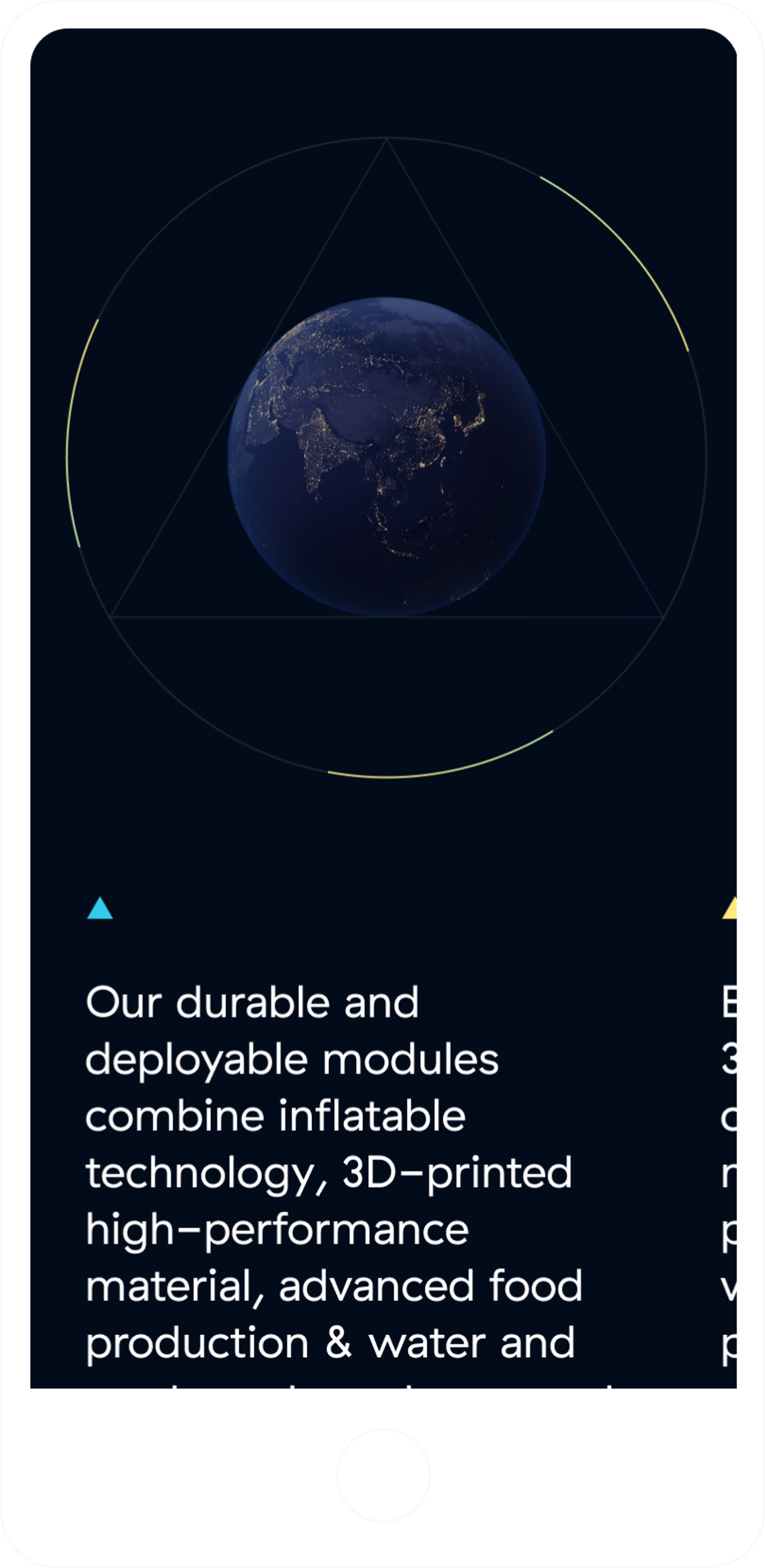 Interstellarlab corporate website mobile version planet section