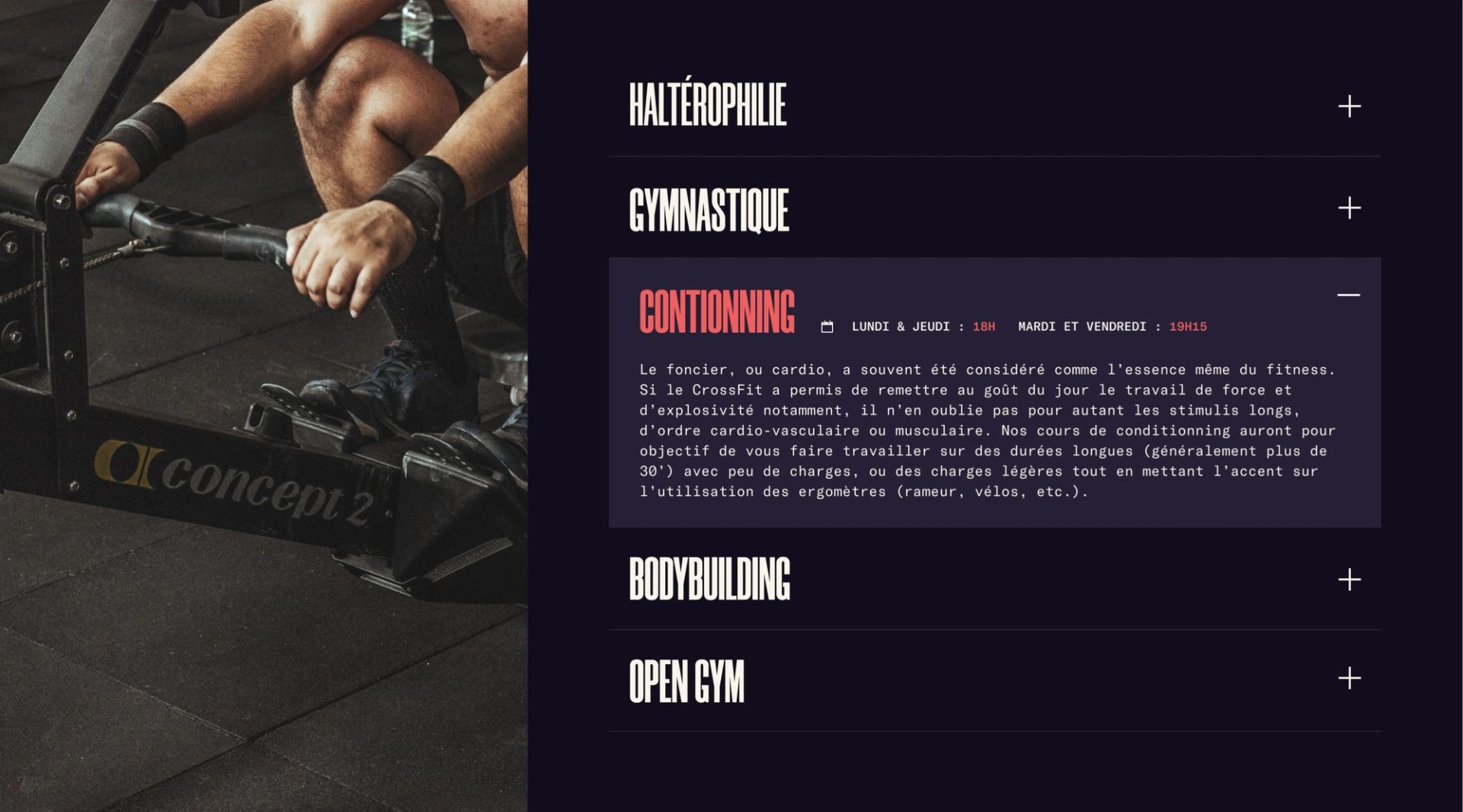 section accordéons - site vitrine lyon - Crossfit des pentes