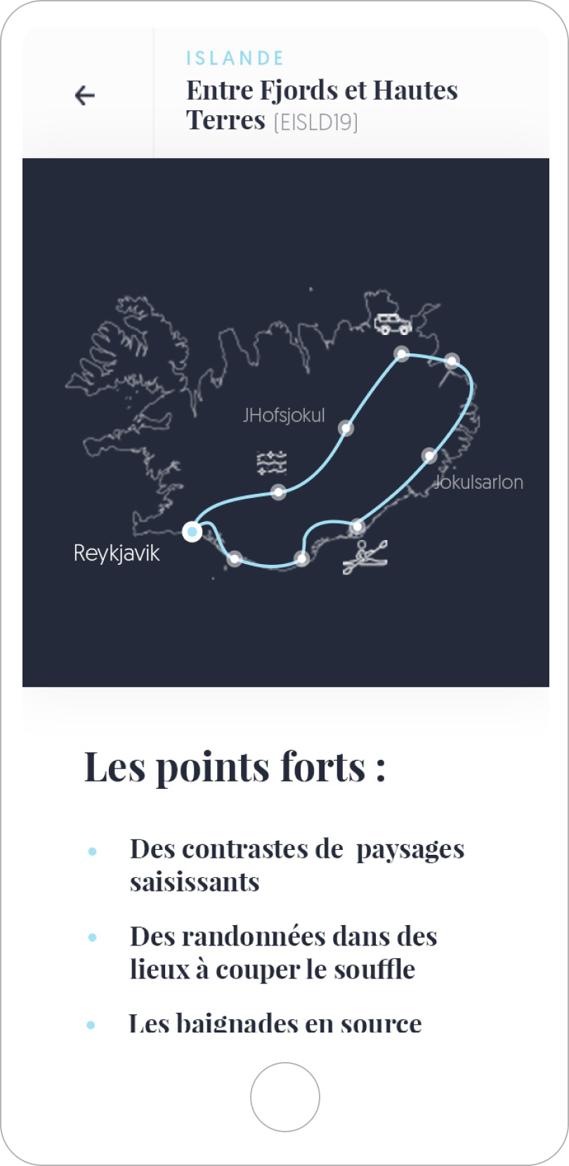 66° Nord mobile trajet