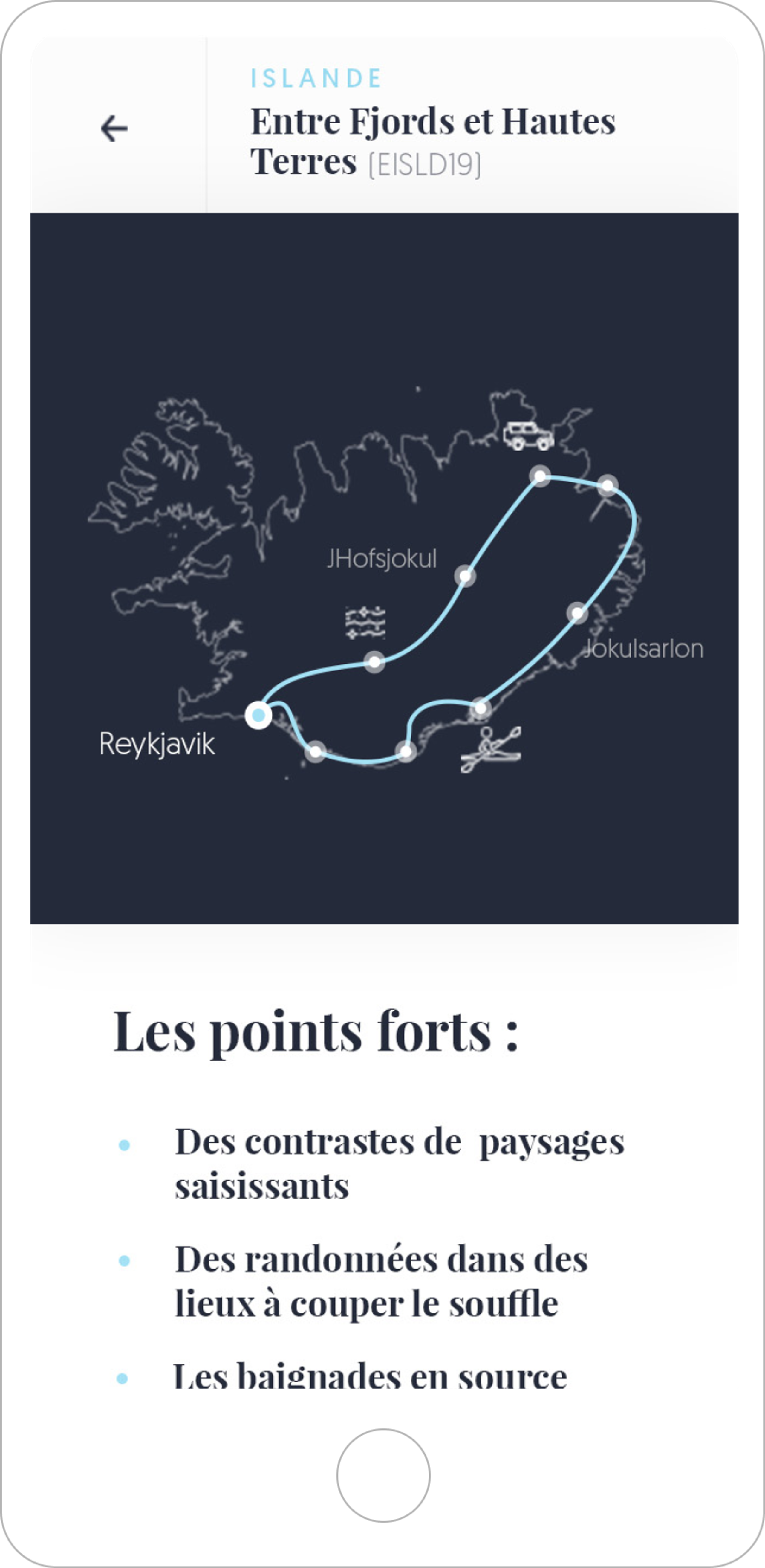 66° Nord mobile trajet