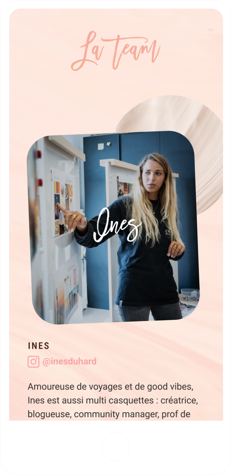 Olaian x Kimjaly - mobile landing page presentation Ines