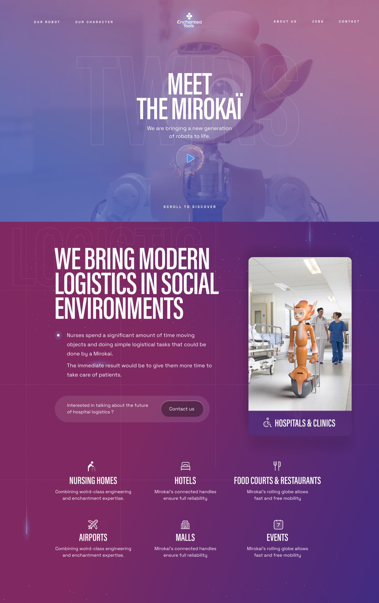 Enchanted Tools - meet mirokai - site internet vitrine