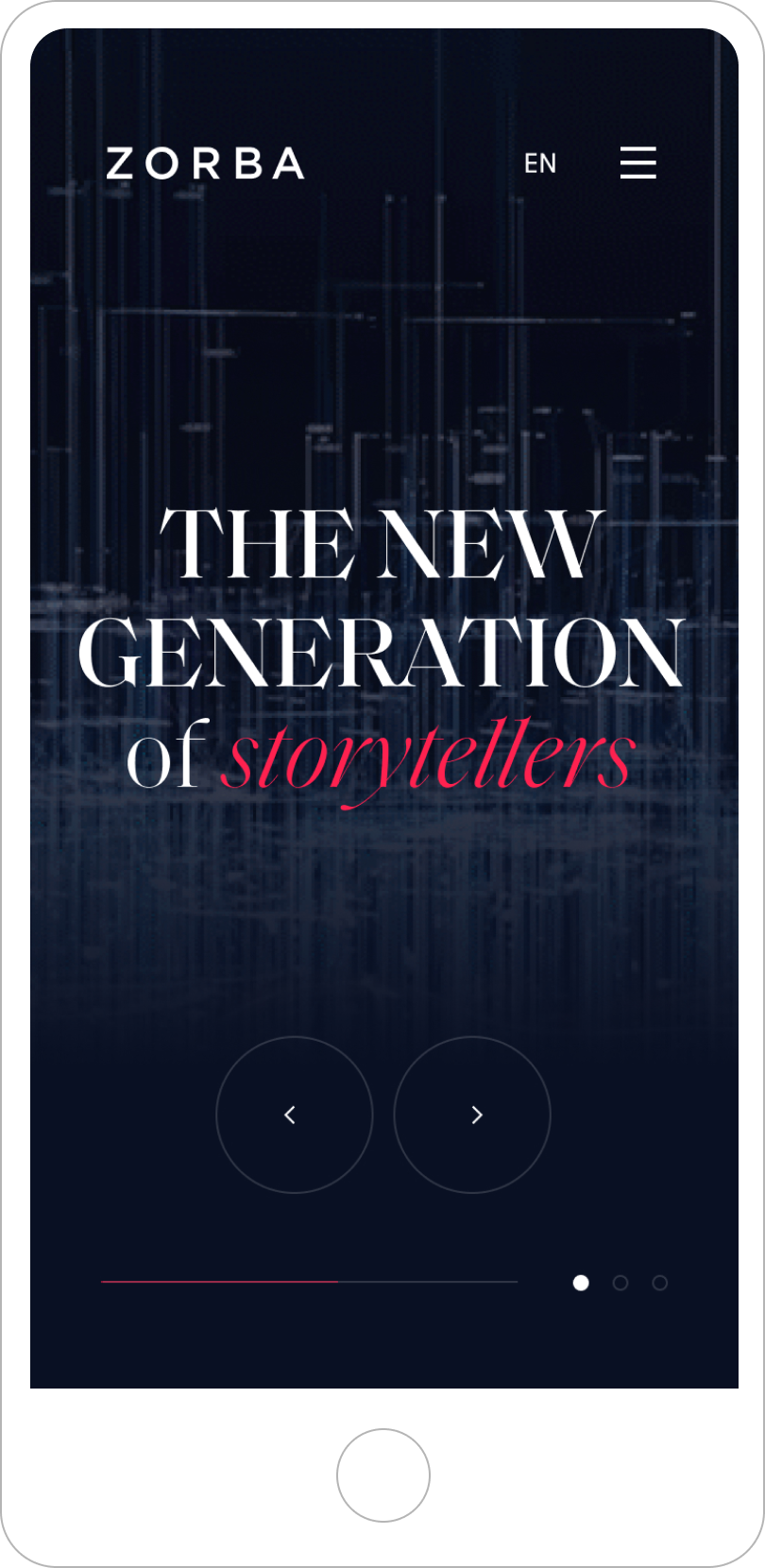 Zorba mobile internet site homepage header