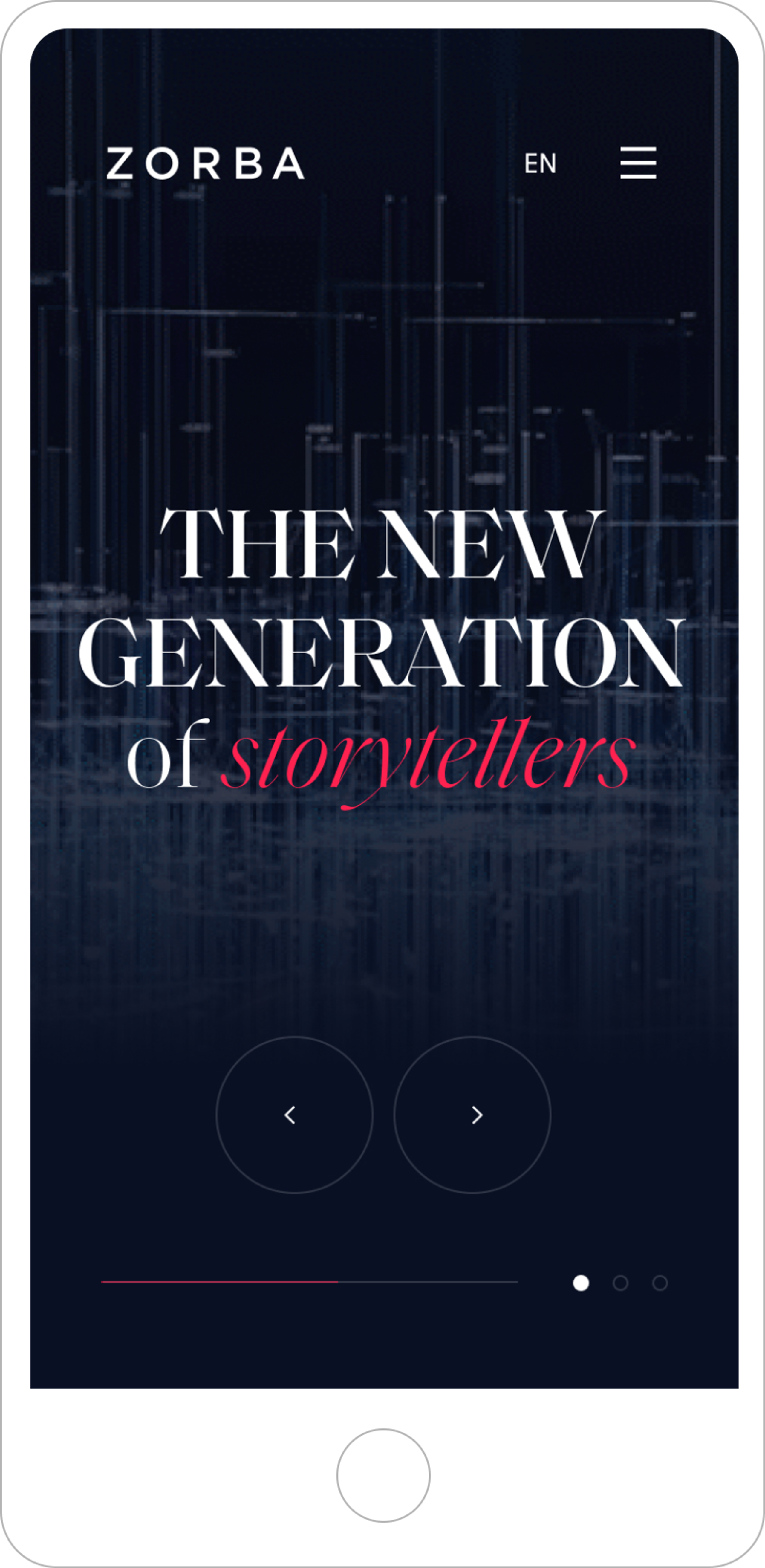 Zorba mobile internet site homepage header