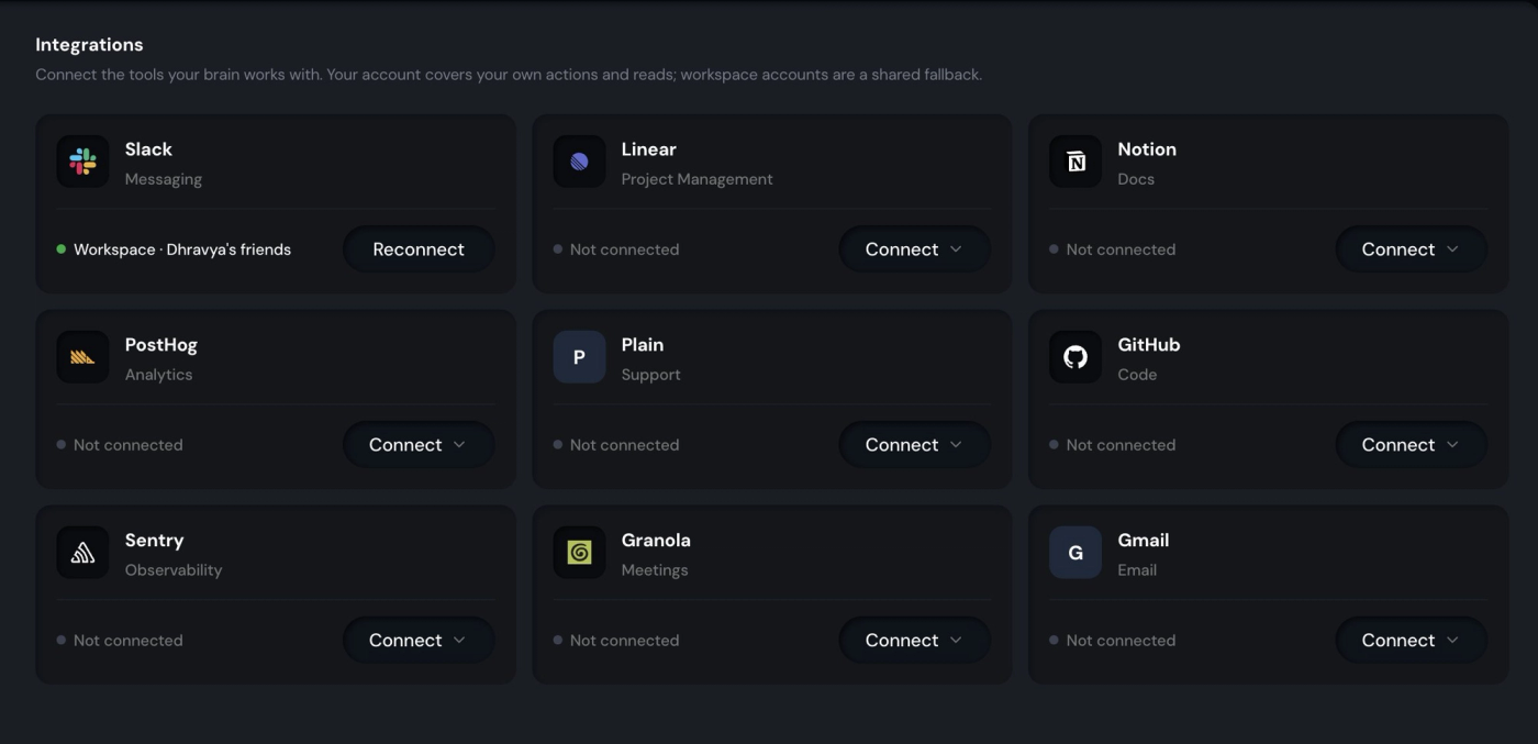 Connecting tools to Supermemory from the configure view