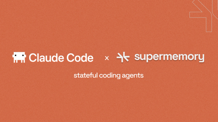 Orange banner pairing the Claude Code and Supermemory logos with the caption "stateful coding agents"