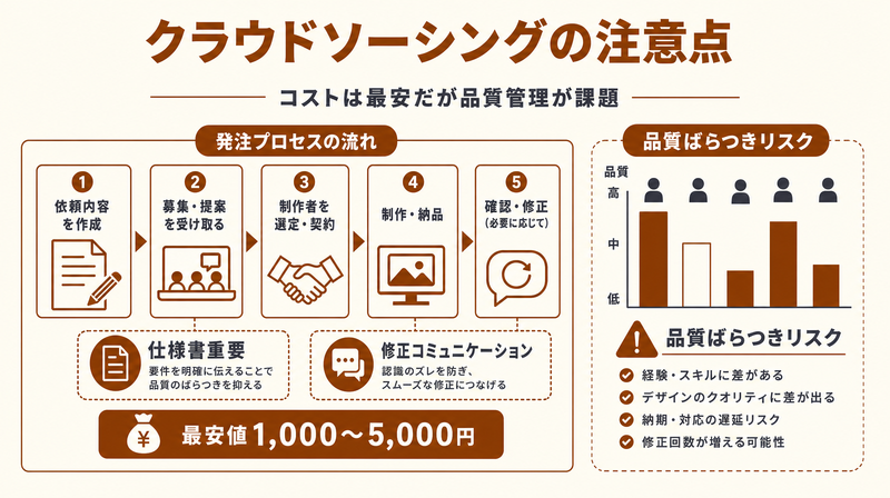 クラウドソーシングでのバナー制作品質管理イメージ図