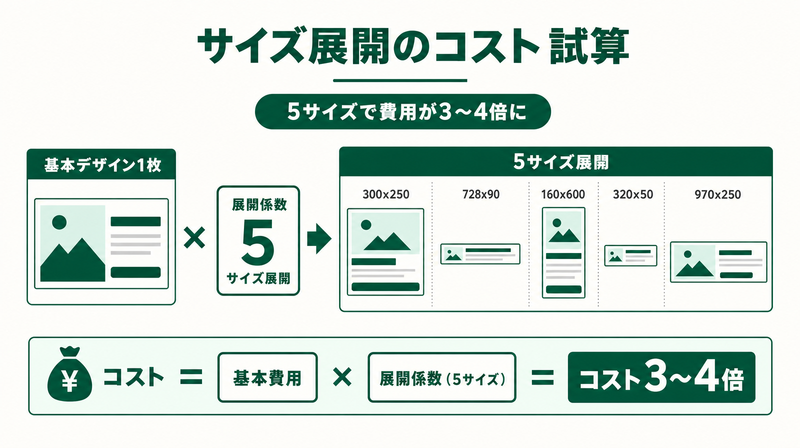 バナーサイズ展開によるコスト増加試算図