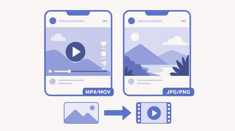 リール広告は動画だけでなく静止画像でも配信できることを示す図