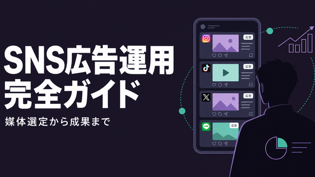 SNS広告運用を象徴するエディトリアル風サムネイル