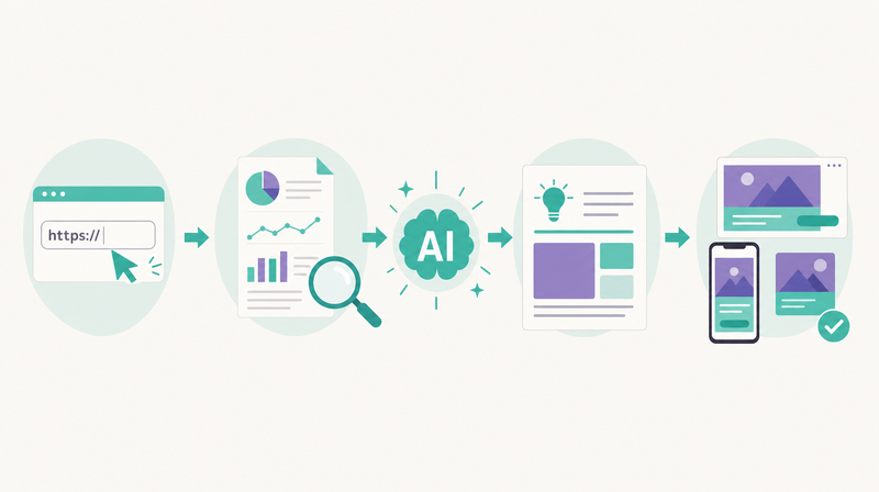 Canva GrowでURLを入力して広告を自動生成するフローの概要図