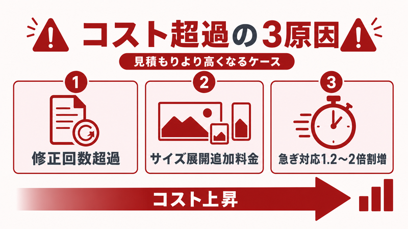 バナー制作コストが高くなる3つの原因インフォグラフィック