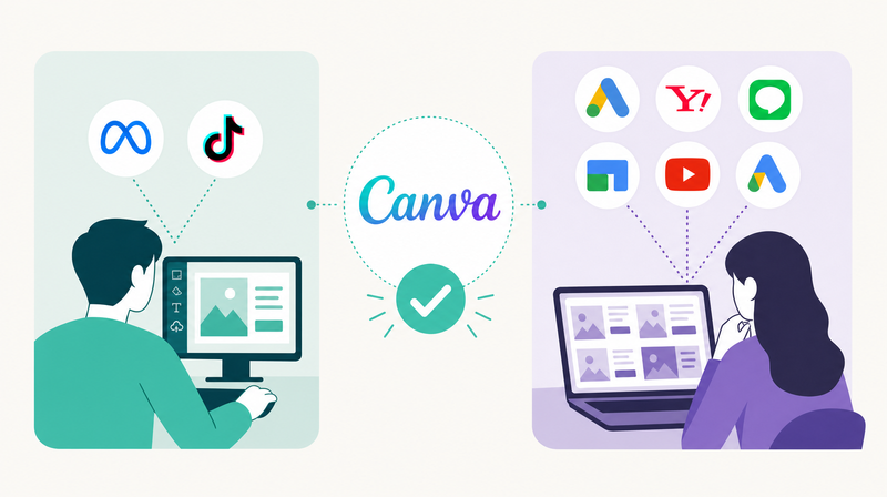 Canva Growが向いている場面と向いていない場面を対比した図解