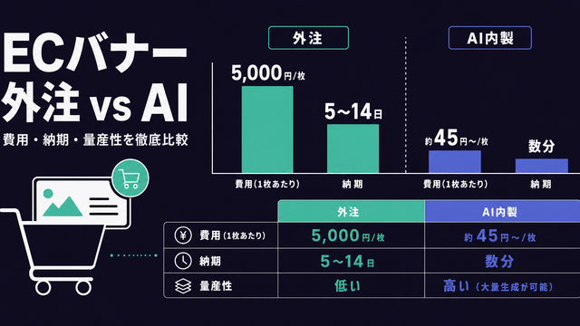 ECバナー広告の外注とAI内製を費用・納期で比較した構造サムネイル