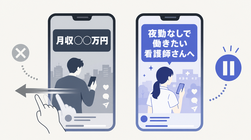 リール広告の冒頭1〜2秒でターゲットを名指しするフックの例