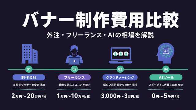 バナー制作費用を依頼先別に比較した構造化サムネイル