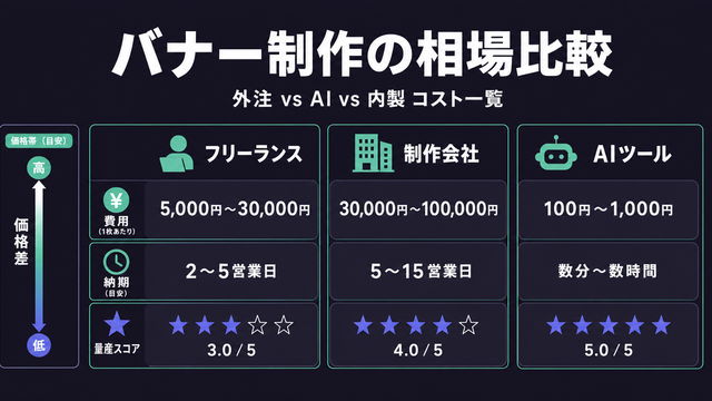 バナー制作の相場をフリーランス・制作会社・AIツールで比較した構造型サムネイル