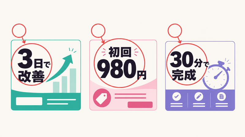 数字・価格訴求型インスタ広告バナーの3パターン設計例