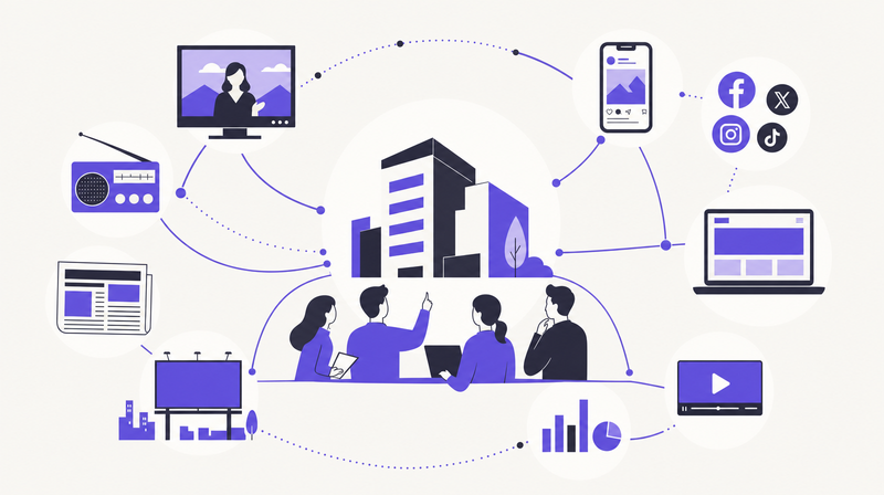 株式会社PR ENGINEの総合広告対応を表すイラスト