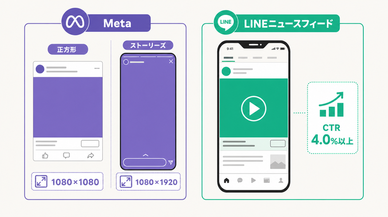 Meta・LINE広告フォーマットとCTR比較図